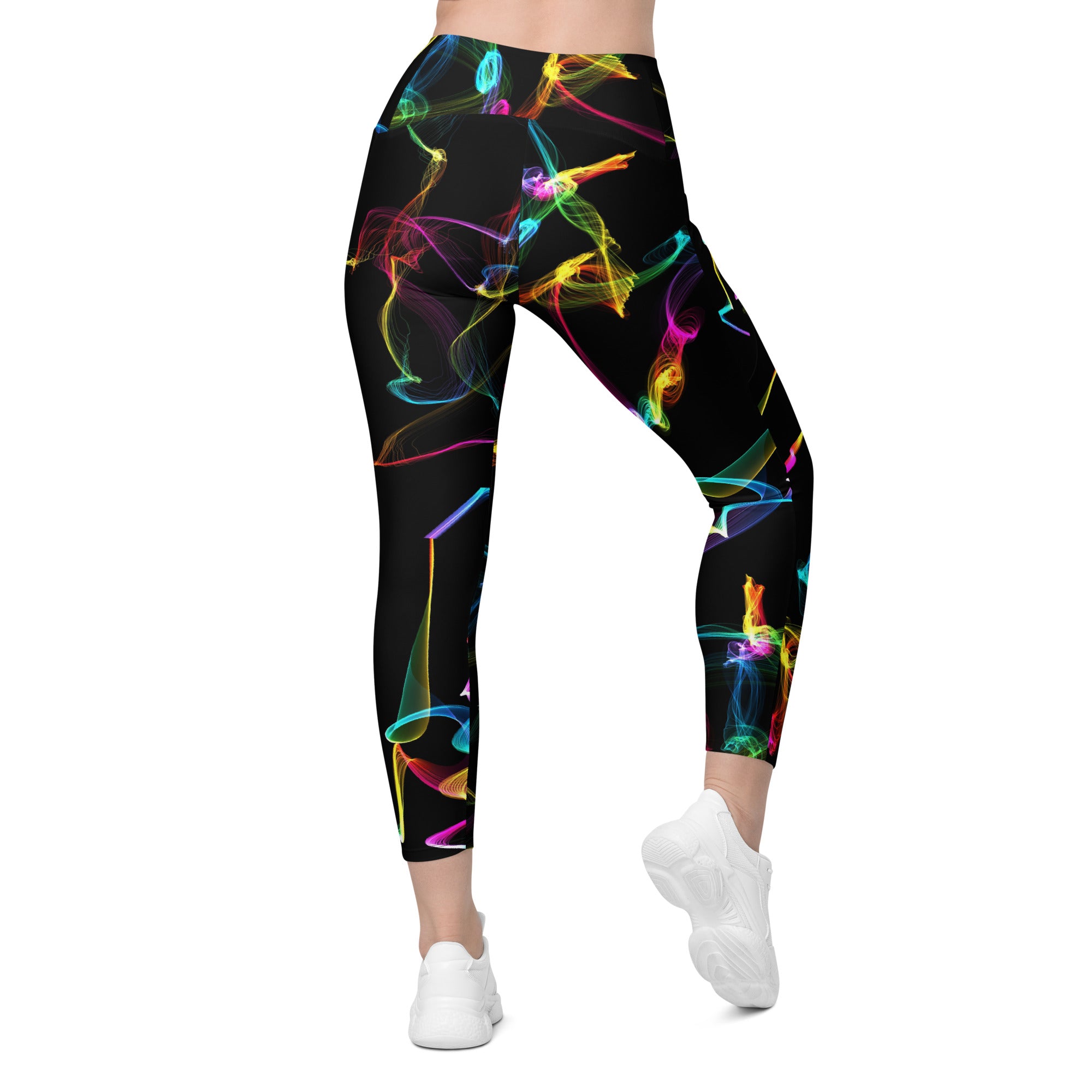 Black Gym Leggings with Pockets. Streetwear or Workout or Dance Leggings. Yoga Pants. WickedYo.